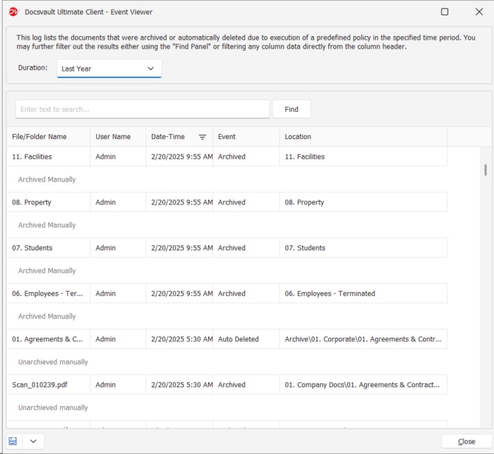 Archive Delete Logs
