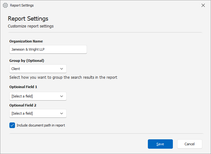 COI- Report Settings