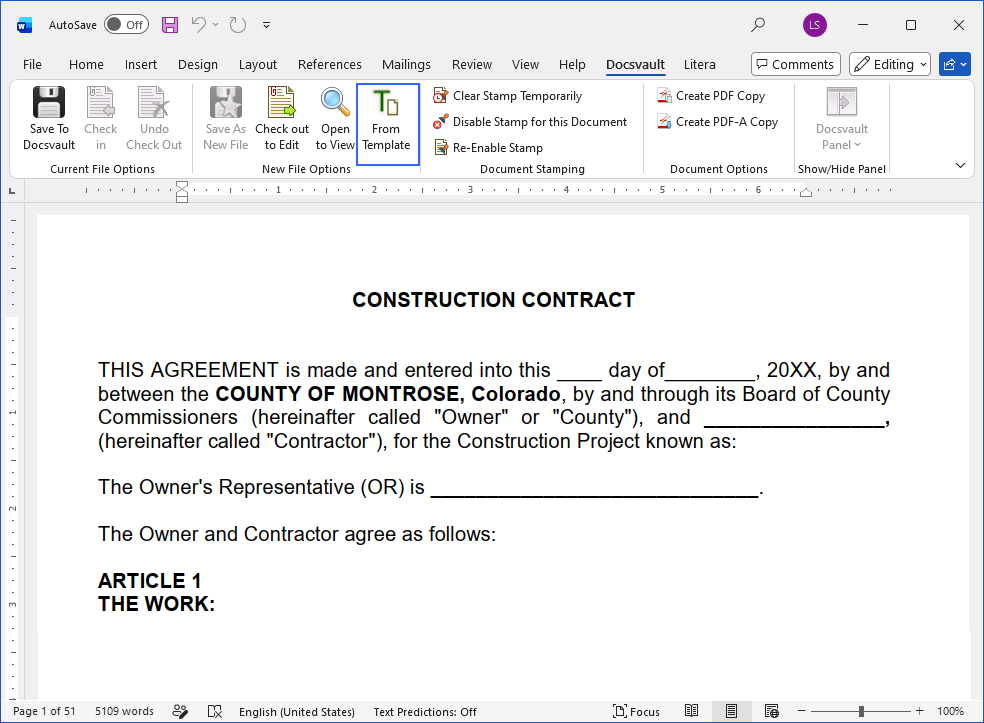 Create a document from a Template in Microsoft Office