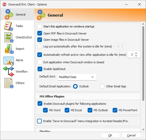 Setting General Options