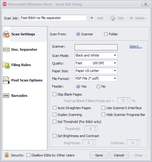 Scan Settings