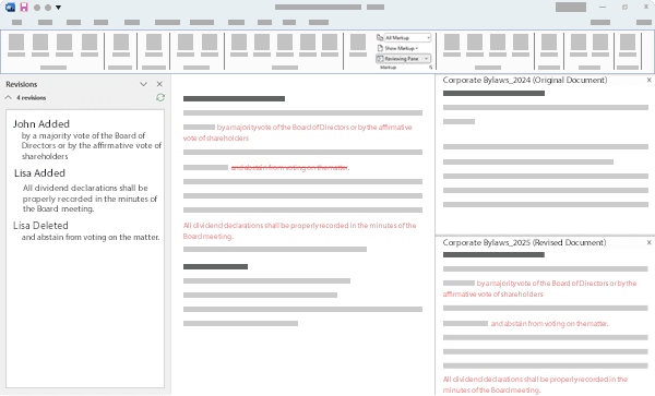 compare documents and versions