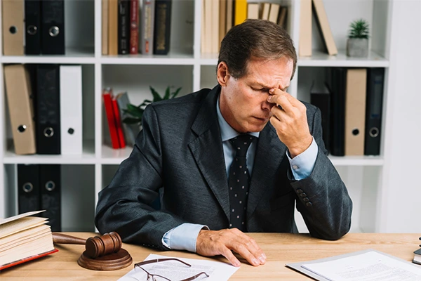 lawyer struggling with document management and paperwork overload