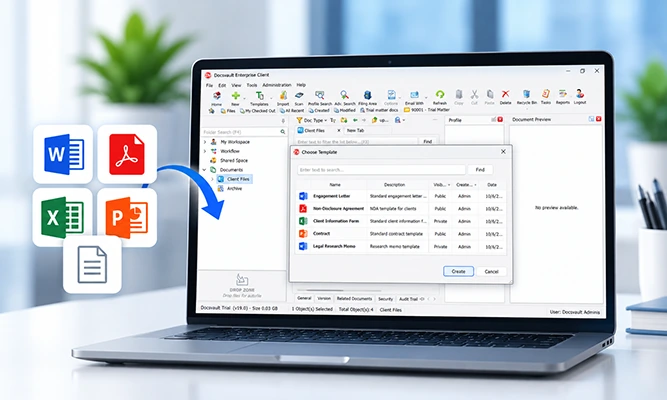 Docsvault Document Templates on Laptop